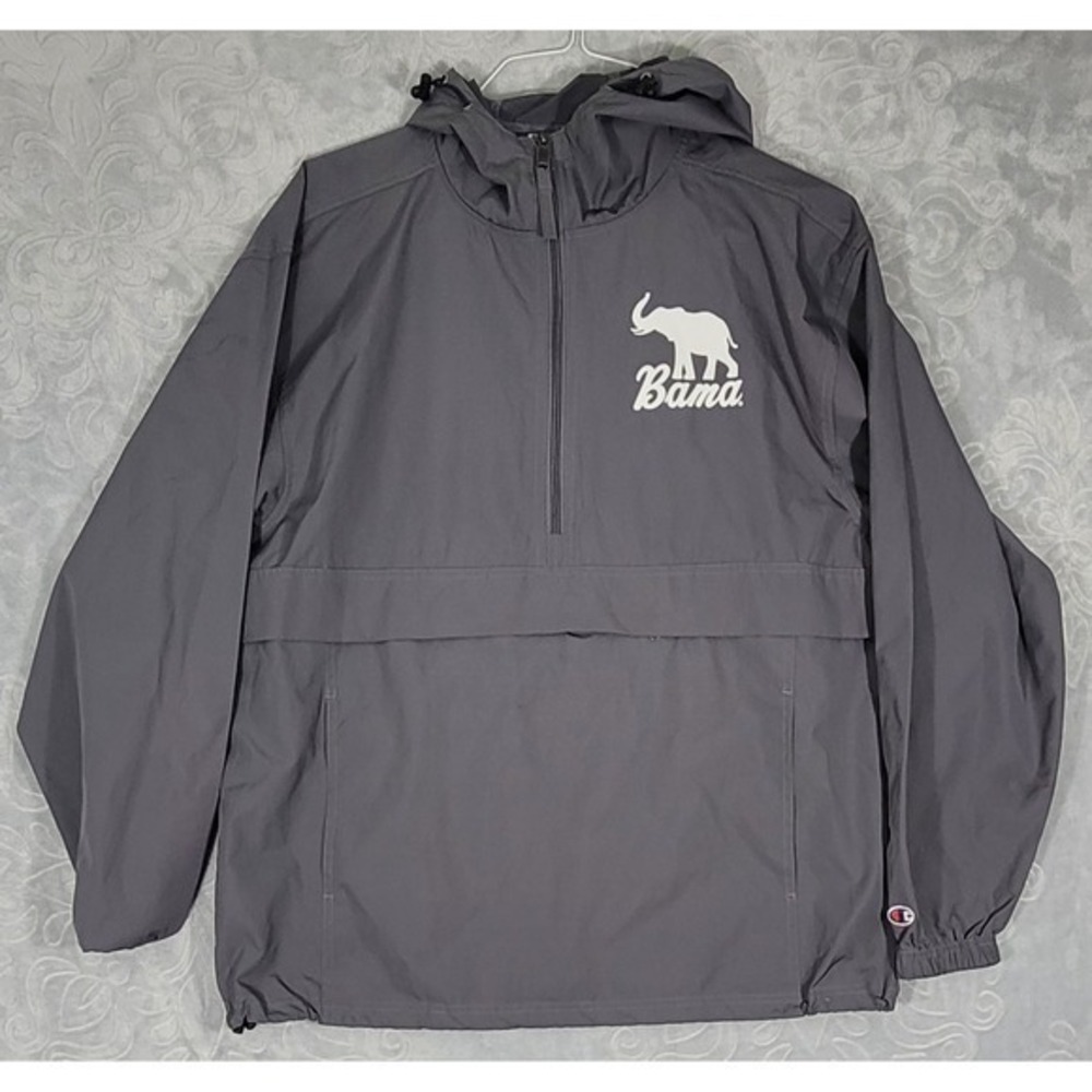 Vintage Champion Jacket‎ Adult Mens Medium Gray Windbreaker Alabama Crimson Tide